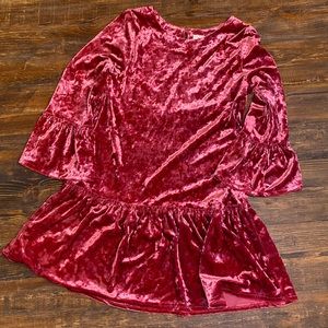 Peek Burgundy (Pink) Anastasia Girl’s Crushed Velvet Dress